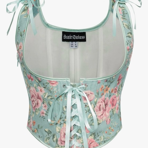 Scarlet Darkness Renaissance Floral Underbust Vintage Boned Corset Belt top - Picture 2 of 13